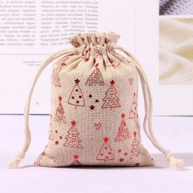 Cotton And Linen Bronzing Gift Bag Christmas Drawstring Bag (Option: Christmas Tree 15x20CM)